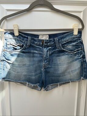 Current/Elliott Women's Blue Denim Cutoff Shorts - Casual Raw Hem